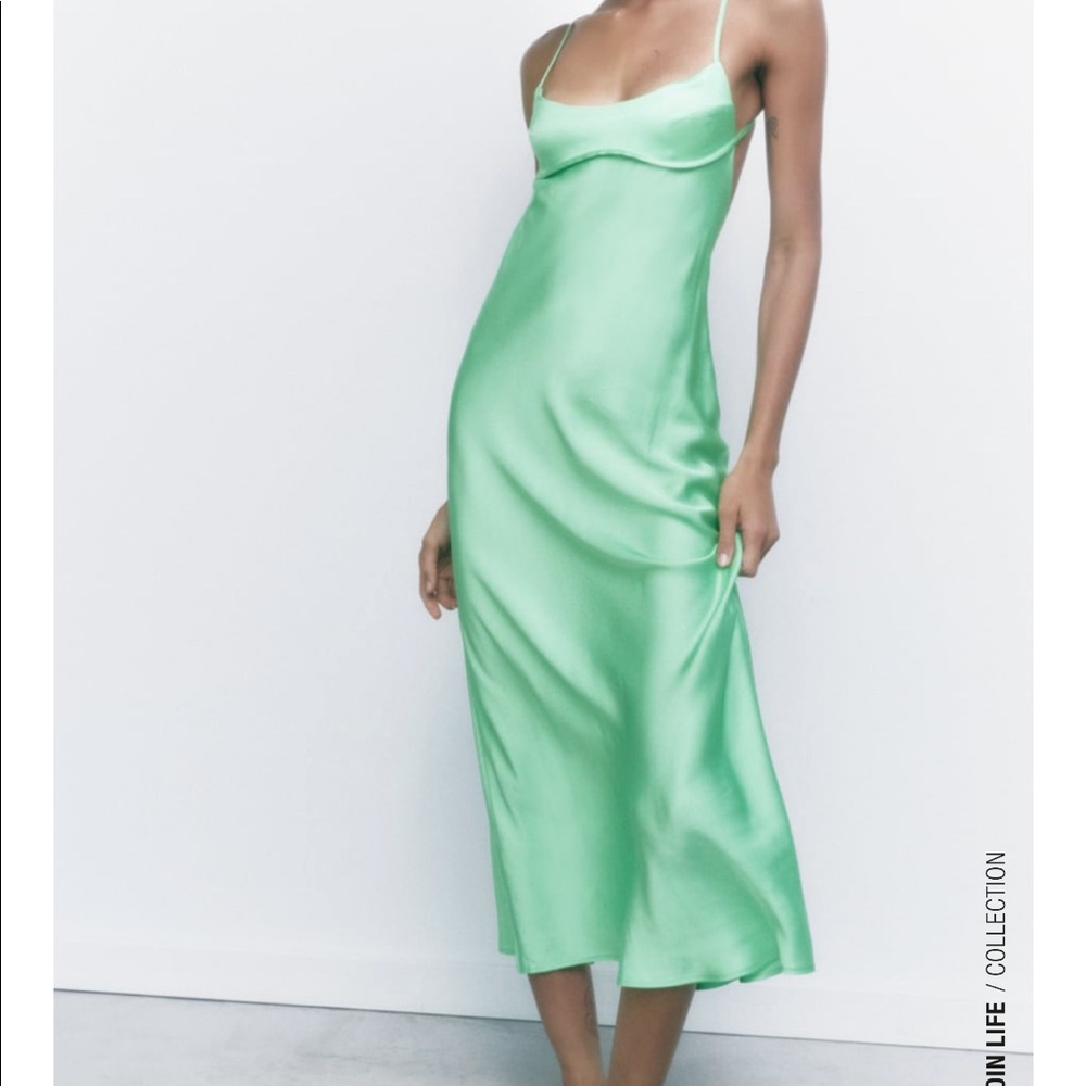 ZARA satin effect midi dress- XS NWT